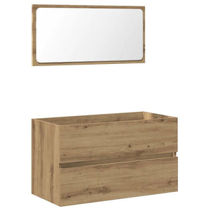 Mobile da Bagno con Specchio Rovere Artigianale Truciolato 856378