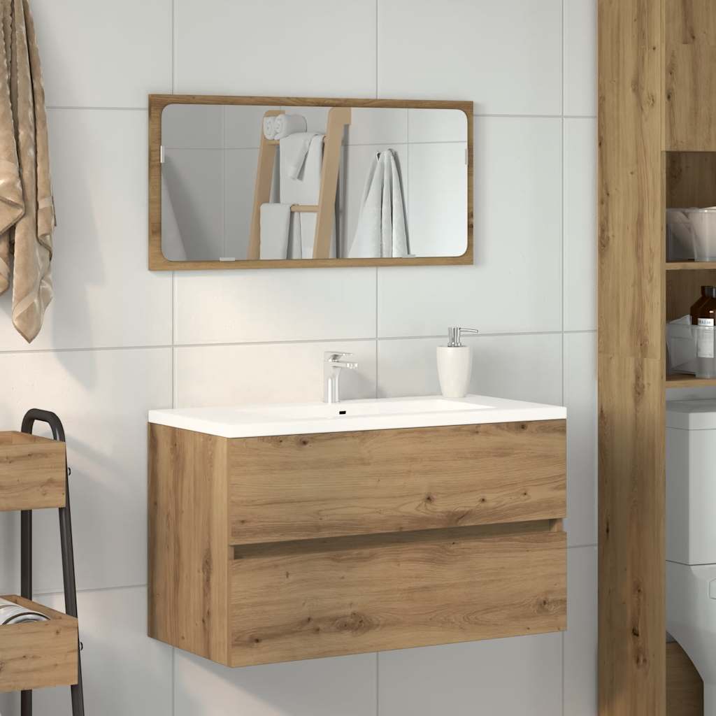 Mobile da Bagno con Specchio Rovere Artigianale Truciolato 856378
