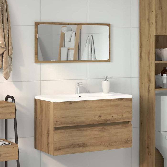 Mobile da Bagno con Specchio Rovere Artigianale Truciolato 856378