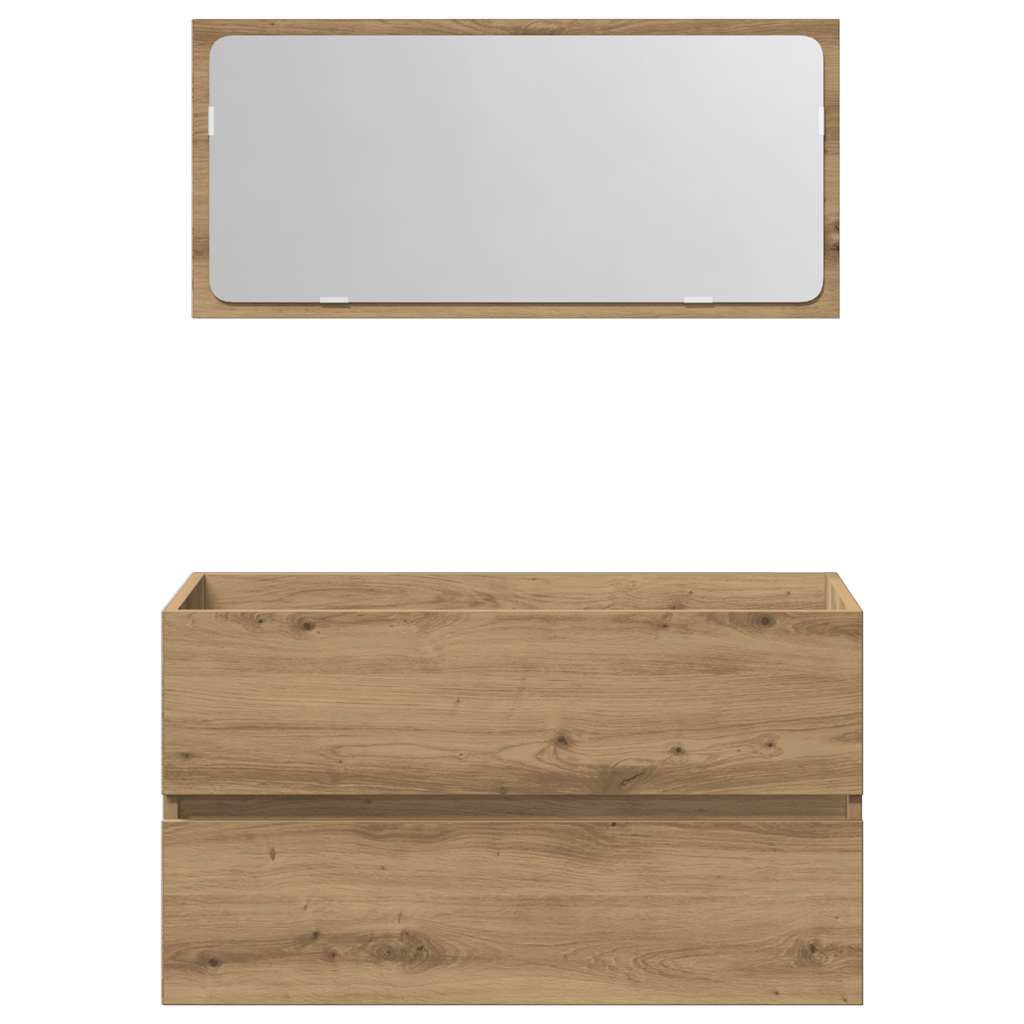 Mobile da Bagno con Specchio Rovere Artigianale Truciolato 856378