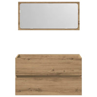 Mobile da Bagno con Specchio Rovere Artigianale Truciolato 856378