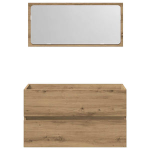 Mobile da Bagno con Specchio Rovere Artigianale Truciolato 856378