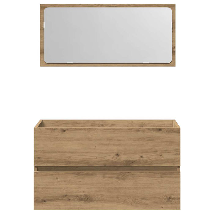 Mobile da Bagno con Specchio Rovere Artigianale Truciolato 856378