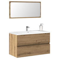 Mobile da Bagno con Specchio Rovere Artigianale Truciolato 856378