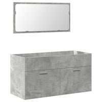 Mobile da Bagno con Specchio Grigio Cemento Legno Multistrato 856380