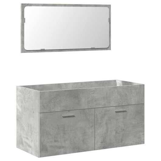Mobile da Bagno con Specchio Grigio Cemento Legno Multistrato 856380