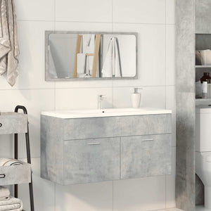 Mobile da Bagno con Specchio-Armadietto a Specchio da Bagno Grigio Cemento Legno Multistrato 592673