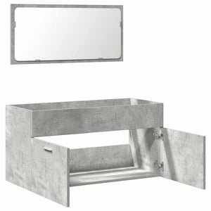 Mobile da Bagno con Specchio Grigio Cemento Legno Multistrato 856380