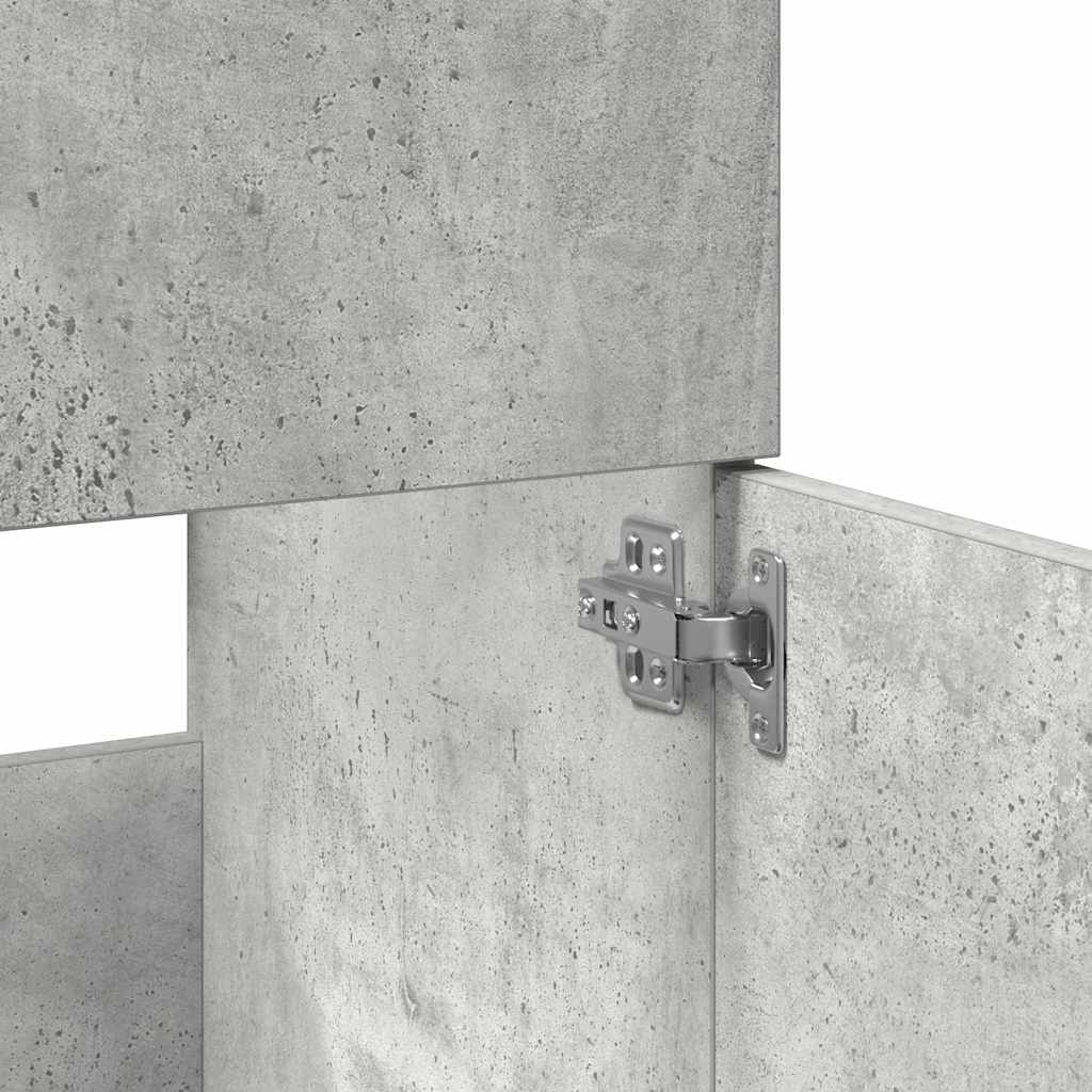 Mobile da Bagno con Specchio Grigio Cemento Legno Multistrato 856380