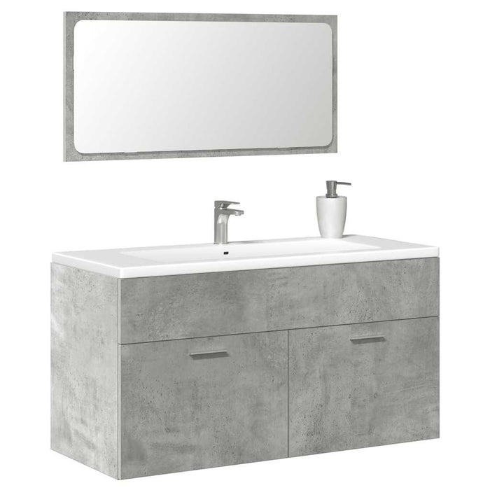 Mobile da Bagno con Specchio Grigio Cemento Legno Multistrato 856380