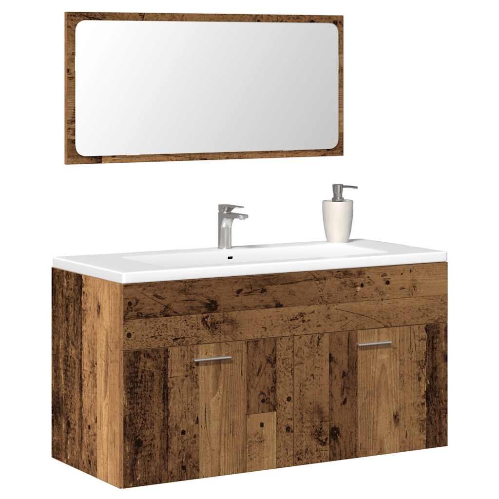 Mobile da Bagno con Specchio-Armadietto a Specchio da Bagno in Legno Antico Legno Multistrato 604181