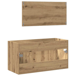 Mobile da Bagno con Specchio-Armadietto a Specchio da Bagno Rovere Artigianale Truciolato 616618