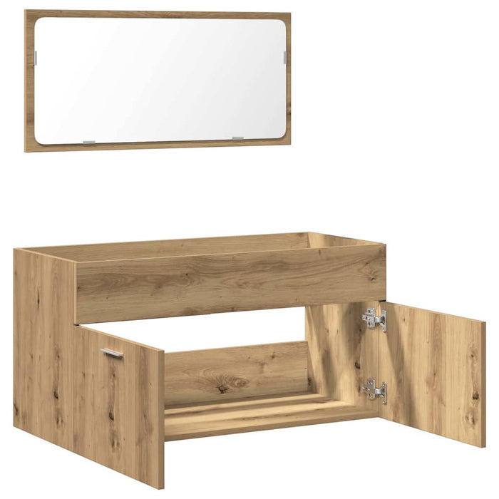 Mobile da Bagno con Specchio-Armadietto a Specchio da Bagno Rovere Artigianale Truciolato 616618