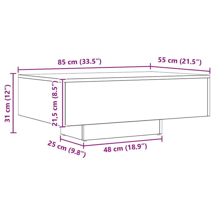 Tavolino Salotto Rovere Artigianale 85x55x31 cm in Truciolato 856403