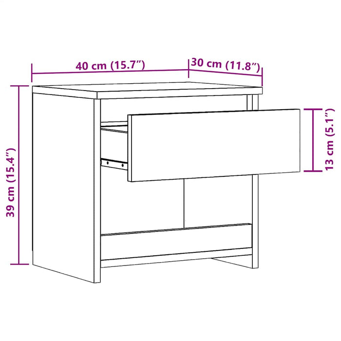 vidaXL Comodino Rovere Artigianale 40x30x39 cm in Legno Multistrato