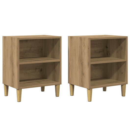 Comodini Rovere Artigianale 2 pz-Set di 2 Tavolino da notte 40x30x50 cm Legno Multistrato
