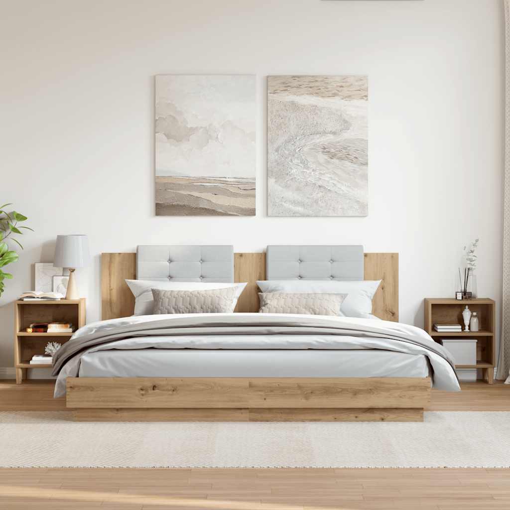 Comodini Rovere Artigianale 2 pz-Set di 2 Tavolino da notte 40x30x50 cm Legno Multistrato