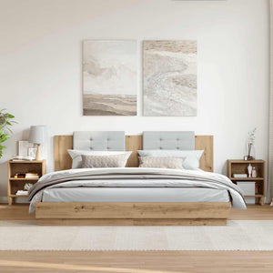 Comodini Rovere Artigianale 2 pz-Set di 2 Tavolino da notte 40x30x50 cm Legno Multistrato