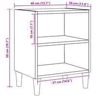 Comodini Rovere Artigianale 2 pz-Set di 2 Tavolino da notte 40x30x50 cm Legno Multistrato