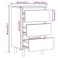 vidaXL Comodino Legno Vecchio 40x35x69 cm in Legno Multistrato