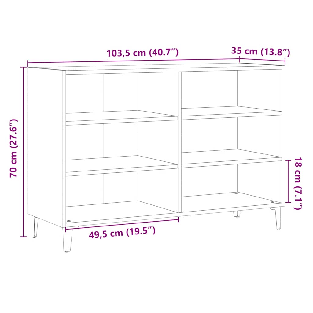 Credenza Legno Antico 103,5x35x70 cm in Truciolato 856452