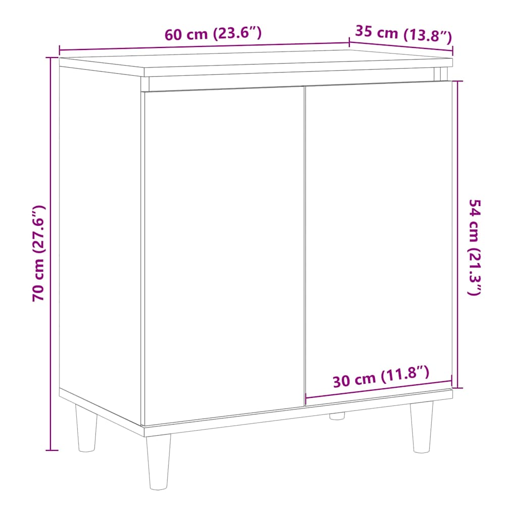 vidaXL Credenza Legno Vecchio 60x35x70 cm in Legno Multistrato