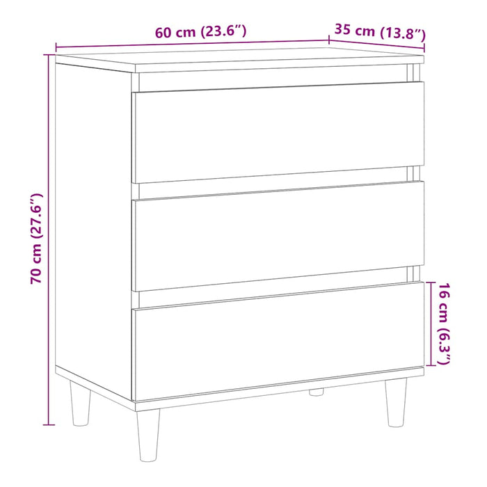 vidaXL Credenza Legno Vecchio 60x35x70 cm in Legno Multistrato