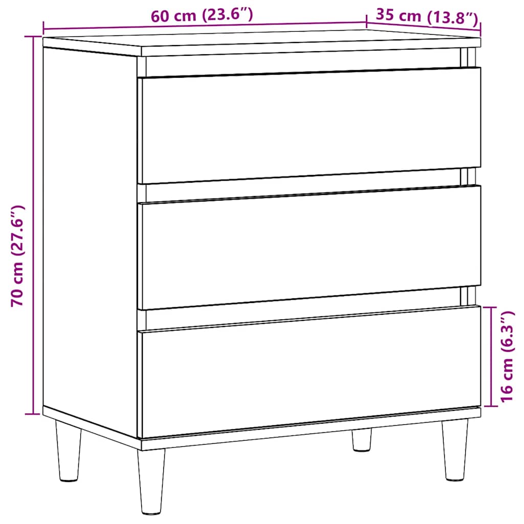 vidaXL Credenza Rovere Artigianale 60x35x70 cm in Legno Multistrato