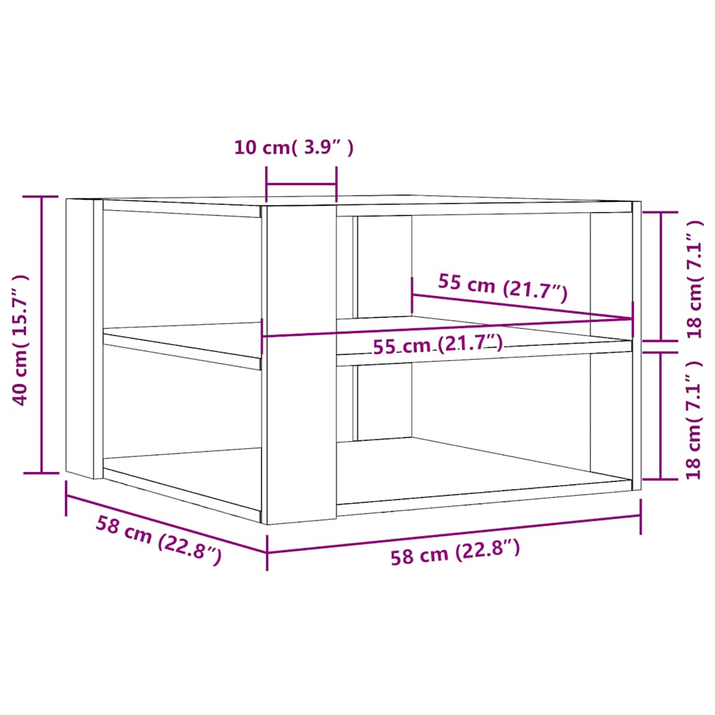 Tavolino da Salotto-Tavolino da soggiorno-Tavolo Legno Vecchio 58x58x40 cm Legno Multistrato