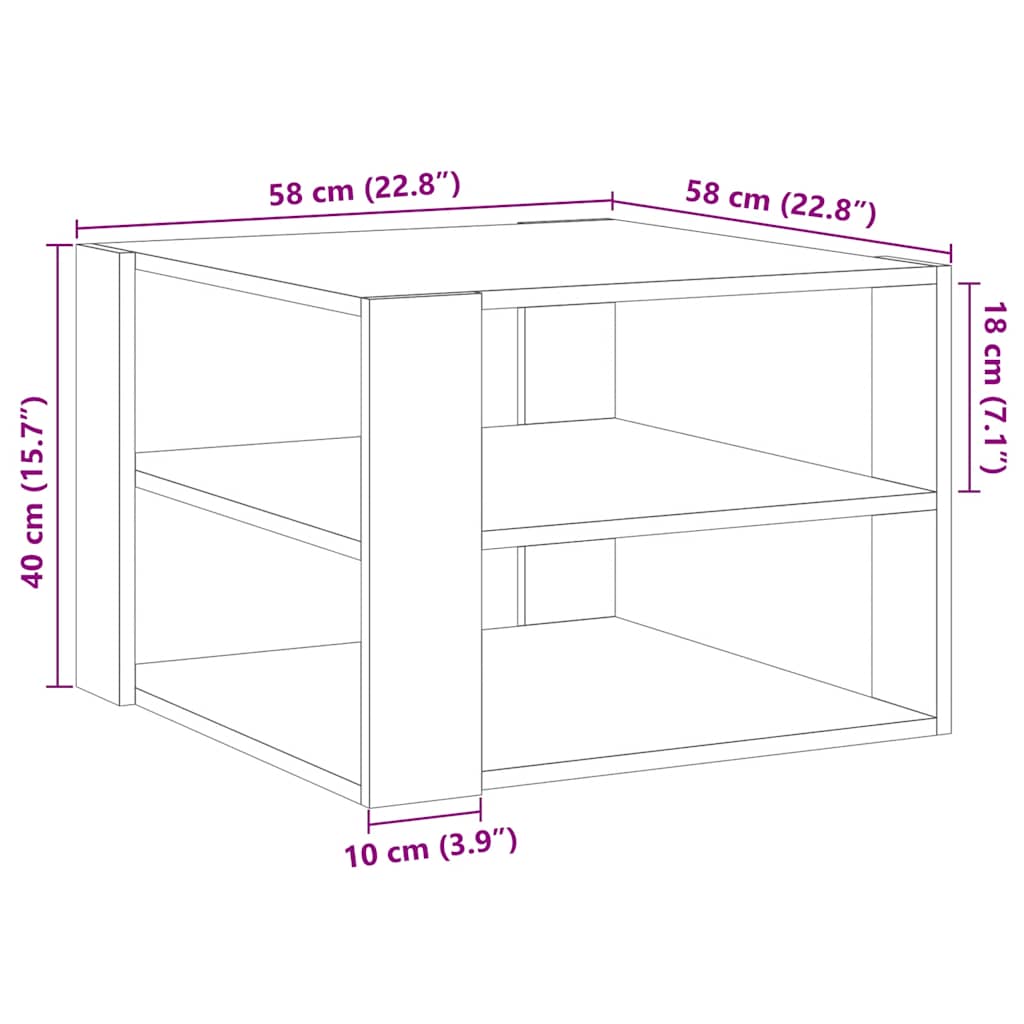 vidaXL Tavolino Salotto Rovere Artigianale 58x58x40 cm in Truciolato
