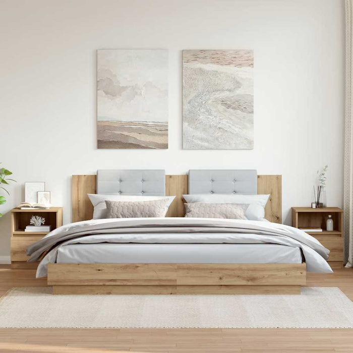 Comodini 2 pz Rovere Artigianale 40x40x50 cm Legno Multistrato