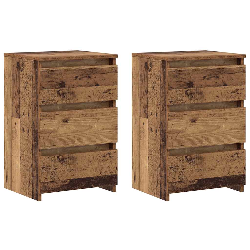 Comodini Legno Antico 2 pz-Set di 2 Tavolino da notte 40x35x62,5 cm in Legno Multistrato