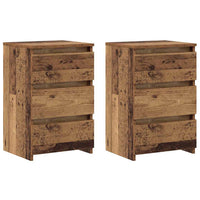 Comodini Legno Antico 2 pz-Set di 2 Tavolino da notte 40x35x62,5 cm in Legno Multistrato