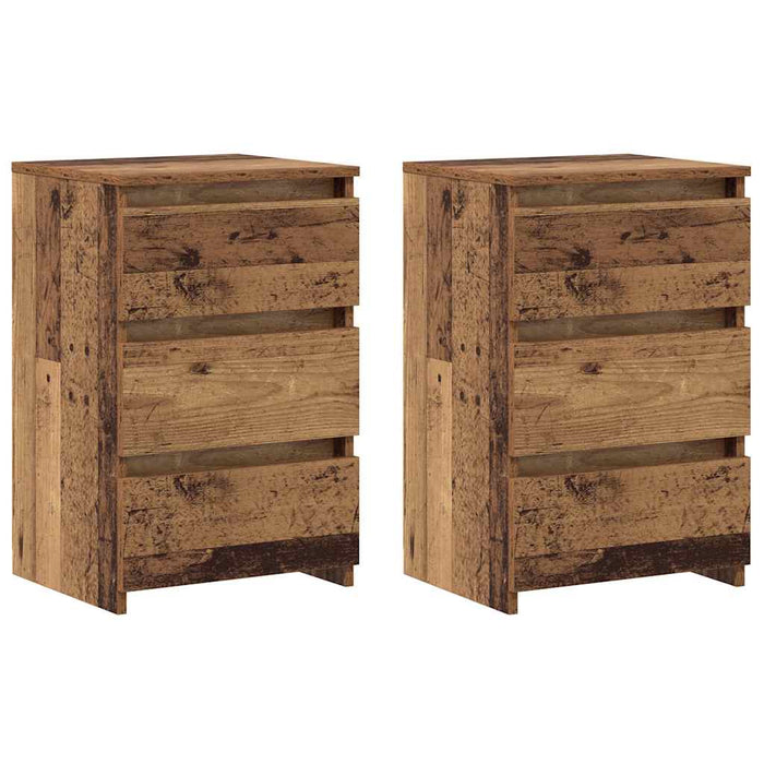 Comodini Legno Antico 2 pz-Set di 2 Tavolino da notte 40x35x62,5 cm in Legno Multistrato