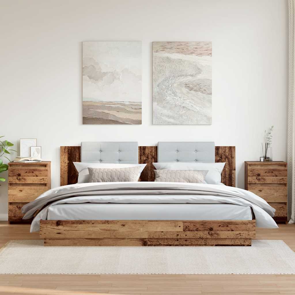 Comodini Legno Antico 2 pz-Set di 2 Tavolino da notte 40x35x62,5 cm in Legno Multistrato