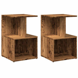 Comodini Legno Vecchio 2 pz-Set di 2 Tavolino da notte 35x35x55 cm in Legno Multistrato