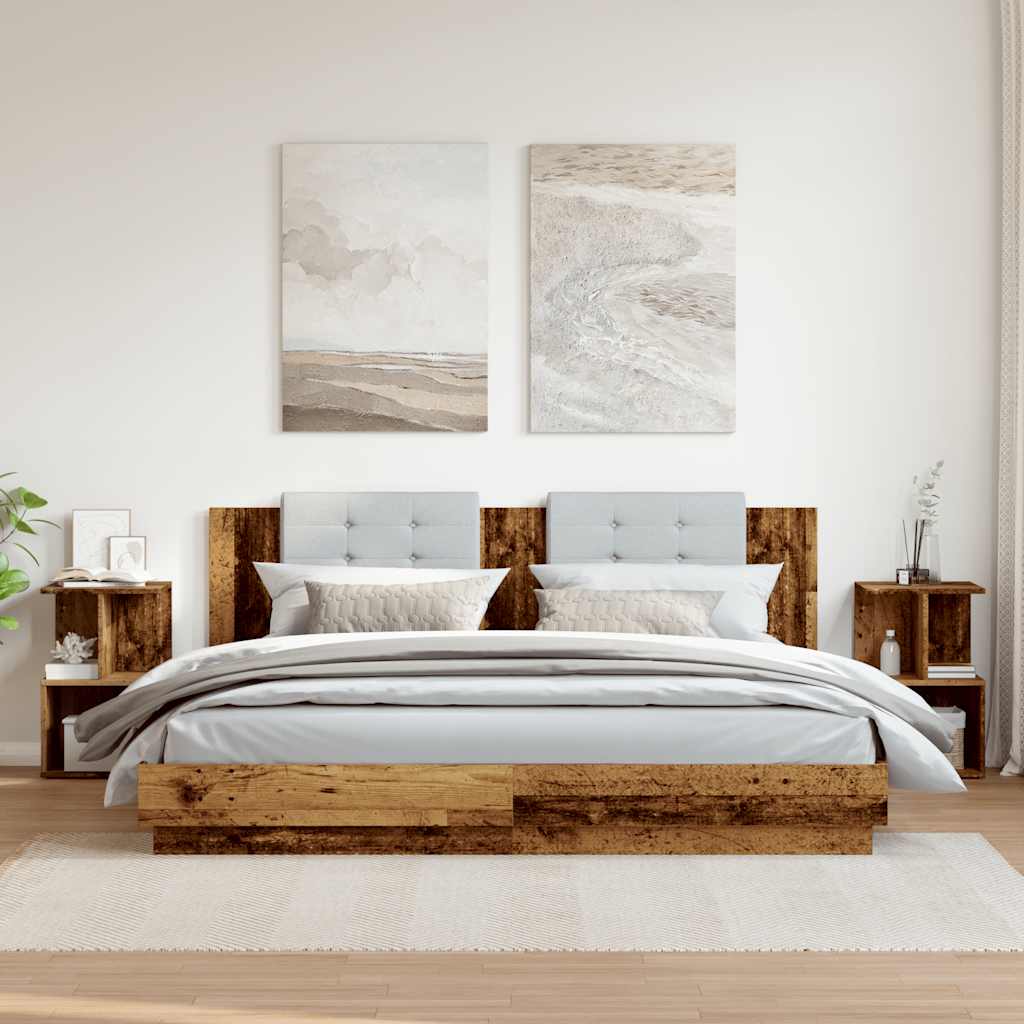 Comodini Legno Vecchio 2 pz-Set di 2 Tavolino da notte 35x35x55 cm in Legno Multistrato