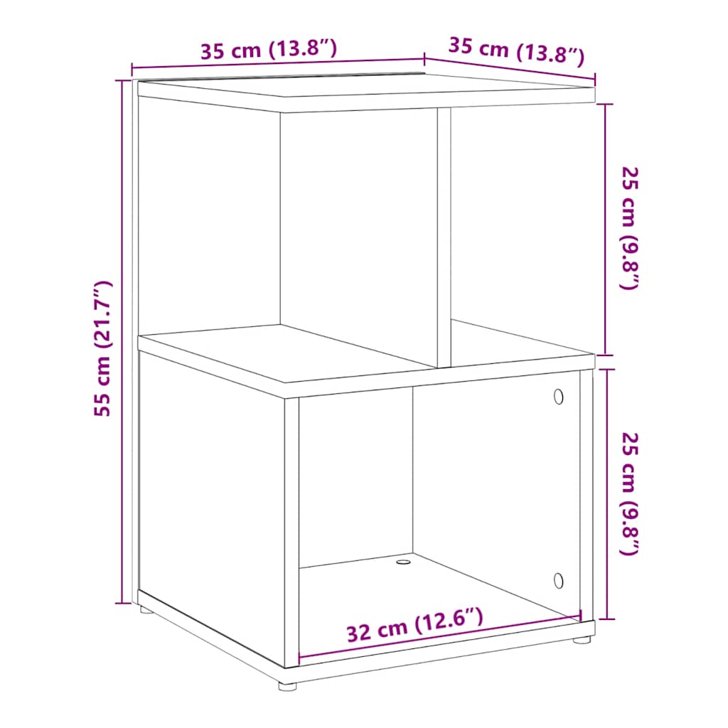 vidaXL Comodino Rovere Artigianale 35x35x55 cm in Legno Multistrato