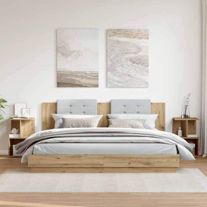 vidaXL Comodini 2pz Rovere Artigianale 35x35x55 cm Legno Multistrato