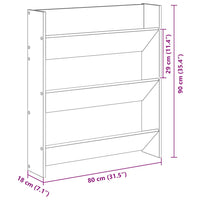 Scarpiera a Muro Rovere Artigianale 80x18x90 cm in Truciolato 856545