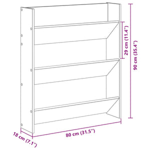 Scarpiera a Muro Rovere Artigianale 80x18x90 cm in Truciolato 856545
