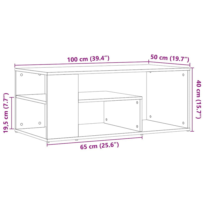 Tavolino Salotto Legno Vecchio 100x50x40 cm Legno Multistrato 856556