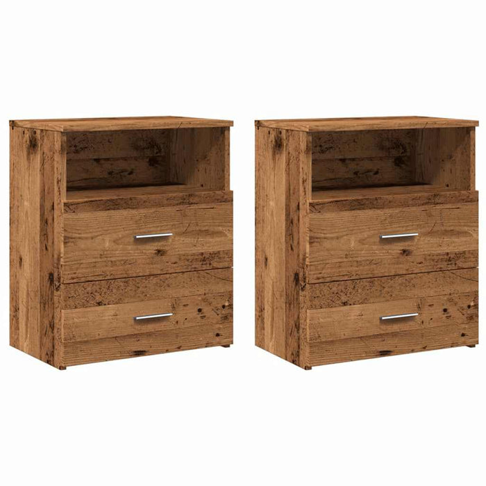 Comodini Legno Antico 2 pz-Set di 2 Tavolino da notte 50x32x60 cm in Legno Multistrato