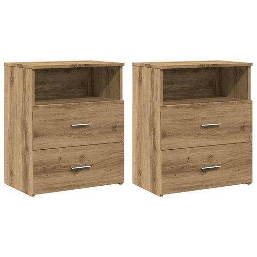 Comodini 2 pz-Set di 2 Tavolino da notte Rovere Artigianale 50x32x60cm in Legno Multistrato