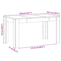 vidaXL Tavolo Pranzo Artigianale 140x74,5x76 cm Legno Multistrato