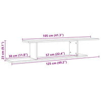 Scaffale TV Parete Legno Antico 125x18x23 cm Legno Multistrato 856574