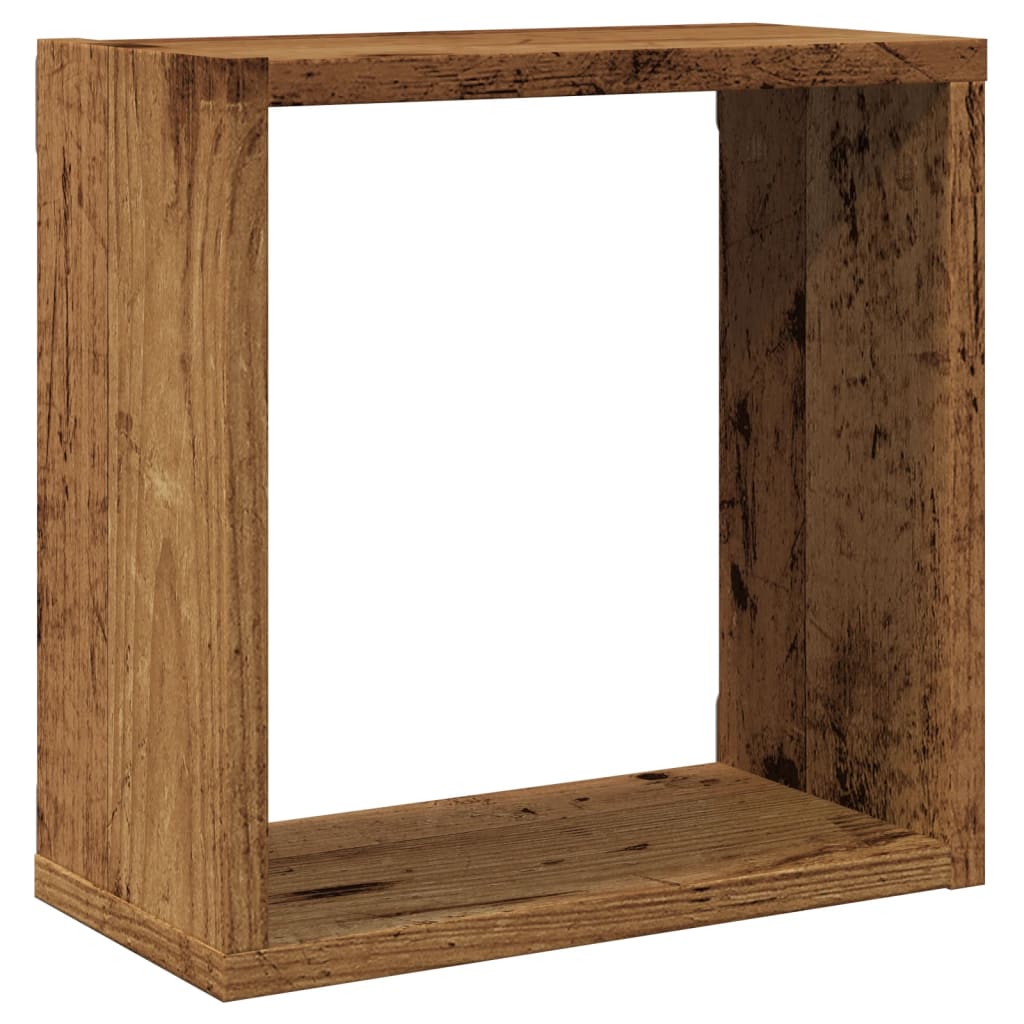 Mensole Parete a Cubo 2 pz Legno Vecchio 30x15x30 cm Truciolato 856576