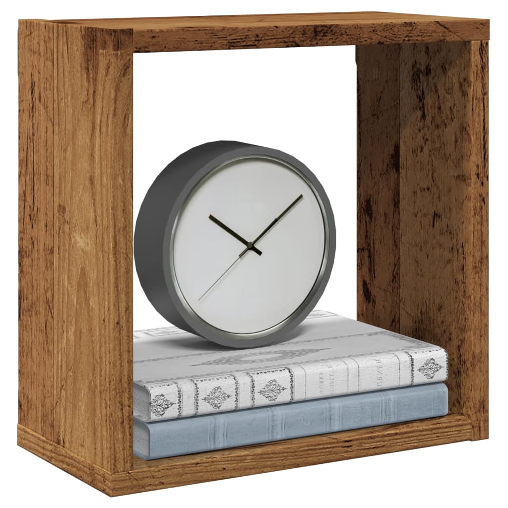 Mensole Parete a Cubo 2 pz Legno Vecchio 30x15x30 cm Truciolato 856576