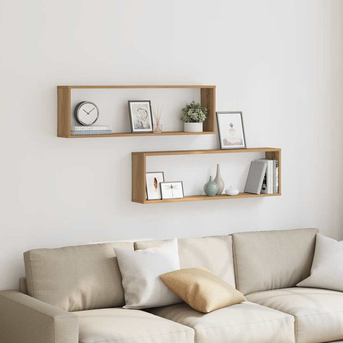 Mensole Parete a Cubo 2 pz Artigianale 100x15x30 cm Truciolato 856584