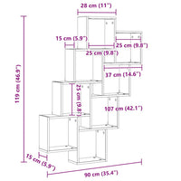 Mensola a Muro Cubo Artigianale 90x15x119,5cm Legno Multistrato 856597
